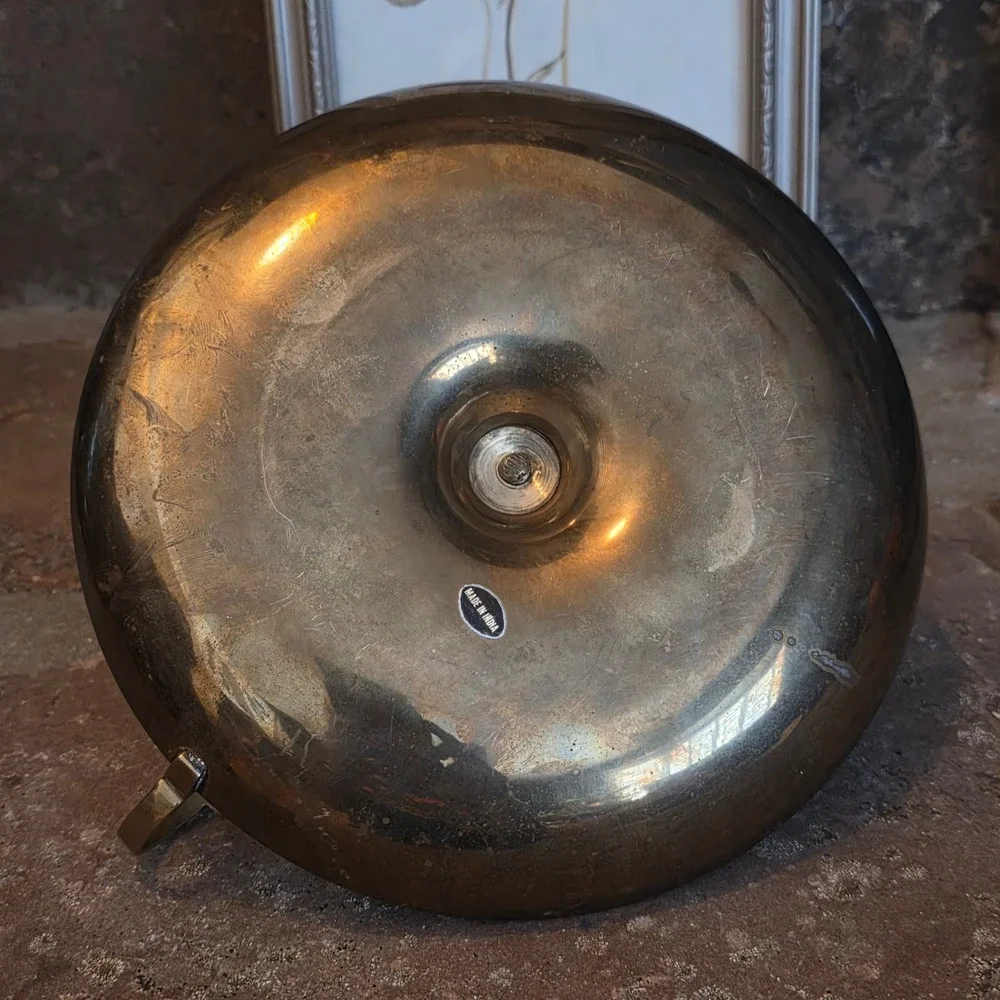 Vintage Brass Chamberstick Candle Holder Finger Loop Saucer Base Made in India